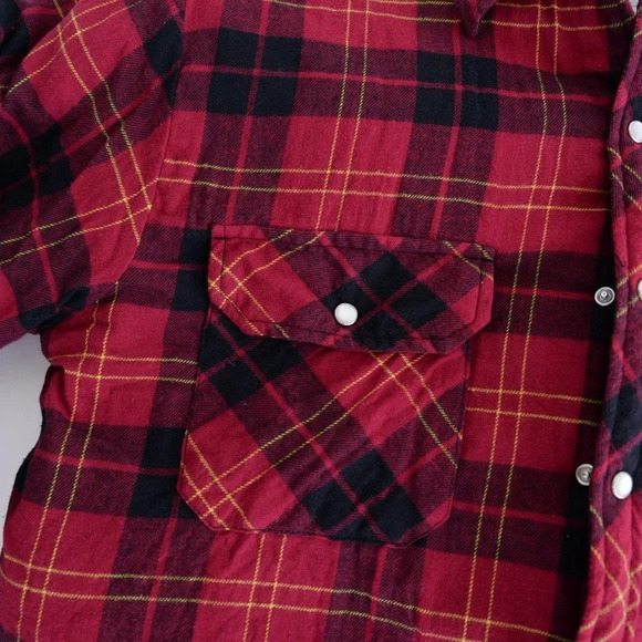 Dickies Red Black Checker Pattern with Thick Lining Button Up Shacket Jack Sz XL - Picture 8 of 14